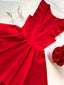 A-Line V-neck Pleated Satin Red Short Homecoming Party Dress MP1095