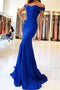 Royal Blue Mermaid Off-the-Shoulder Prom Evening Dress MP904