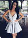 homecoming dress with appliques v neck pleated satin prom dress