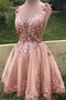 See-Through Short Tulle Homecoming Dresses Lace Embroidery Party Dress GM539