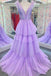 sequin lavender tiered tulle long prom dress princess sparkly formal gown