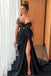 black prom dresses one shoulder formal evening gown lace with slit
