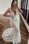 Backless Bohemian Mermaid Lace Wedding Dress Bridal Gown PW516