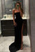 strapless long prom dress boycon split black evening gown