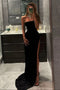 Strapless Long Prom Dress Boycon Split Black Evening Gown GP205