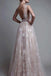 beautiful a line deep v neck backless lace tulle long prom dress
