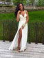 Spaghetti-straps V-neck Cut Out Long Prom Dresses With Slit MP1056