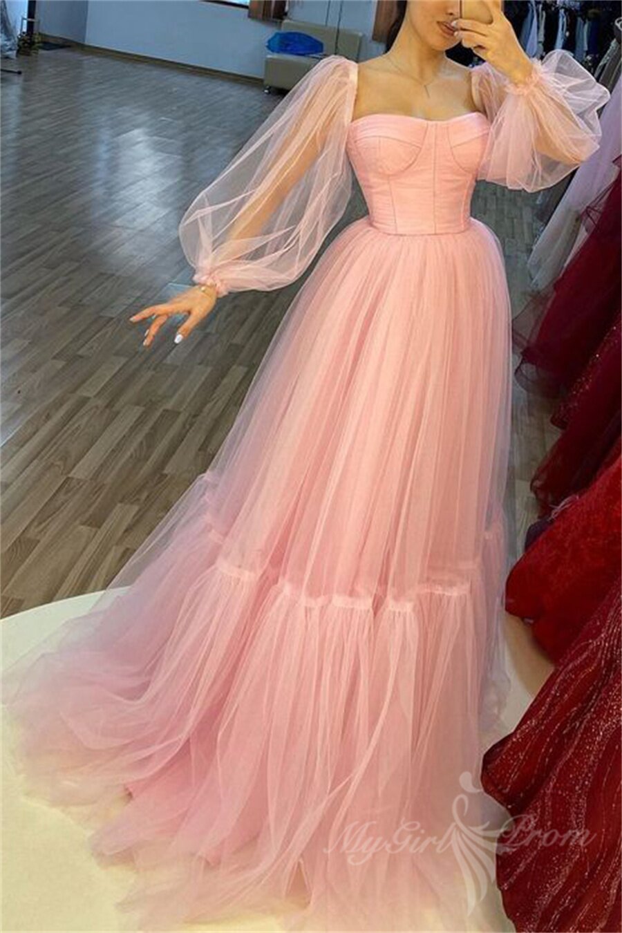Pink Prom Dress A-line Party Senior Graduation Formal Gown