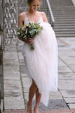 boho wedding dresses a line v neck long bridal gown with split