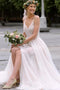 Boho Wedding Dresses A-line V-neck Long Bridal Gown With Split PW410