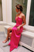 pretty hot pink simple prom dresses strapless satin evening dress