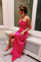 Pretty Hot Pink Simple Prom Dresses, Strapless Satin Evening Dress GP226