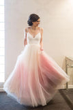 Elegant A-line Ombre Prom Wedding Dress, Low Back Long Evening Gown MP1170