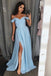 simple off shoulder prom dress long bridesmaid dresses with slit