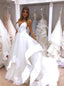 A Line Simple Wedding Dress Backless Bridal Gown With Deep V Neck PW320