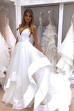 a line simple wedding dress backless bridal gown with deep v neck