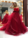 spaghetti straps organza long burgundy prom gown backless party dresses mp808