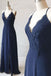 spaghetti straps lace navy blue prom dresses elegant wedding party dresses