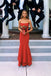spaghetti straps mermaid simple prom dress red long bridesmaid dresses