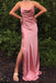 spaghetti straps simple long prom dresses with split slit evening gowns