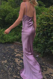 Spaghetti Straps Simple Long Prom Dresses With Split, Sexy Slit Evening Gowns
