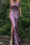 Spaghetti Straps Simple Long Prom Dresses With Split, Slit Evening Gowns GP313