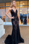 Spaghetti Straps Mermaid Prom Dress V-neck Lace Backless Party Gown MP712