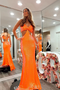Sparkly Sweetheart Mermaid Cut-out Orange Sequins Prom Dresses GP531