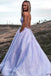 sparkly a line lavender long prom dress backless formal gown with pockets