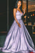 sparkly light purple prom dresses spaghetti straps v neck glitter evening gown with pockets