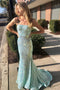 Sparkly Mermaid Mint Green Sequins Long Prom Dress, Backless Evening Gown GP424