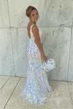Sparkly Mermaid V-Neck Long Prom Dresses, Formal Dresses With Sequins GP500