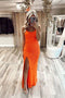 Sparkly Orange Sequin Mermaid Long Prom Dress with Lace Up Back GP365