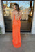 sparkly orange sequin mermaid long prom dress with lace up back