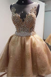 sparkly sleeveless homecoming dresses beading short prom dresses