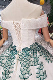 off the shoulder sparkly quinceanera gown beads sequins appliques prom dress