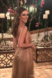 sparkly long prom dress spaghetti v neck backless sequin evening gown