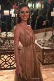 sparkly long prom dress spaghetti v neck backless sequin evening gown