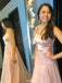sparkly spaghetti two piece skin pink prom dress with beading