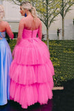 strapless pink high low graduation dresses layered tulle sweet 16 gown