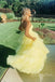 strapless yellow tulle long prom dresses princess sleeveless sweet 16 dress