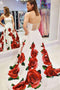 Floral Printed Strapless Prom Dress, Long Formal Evening Gown MP1161