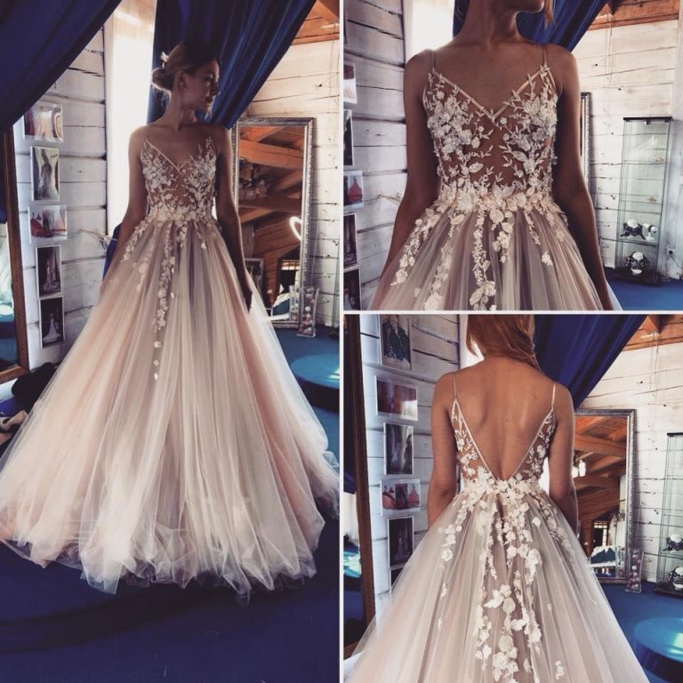 stunning a line sleeveless tulle wedding dress with appliques