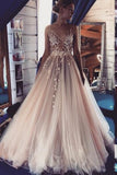 stunning a line sleeveless tulle wedding dress with appliques