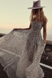 Stunning Sparkle Wedding Dresses Strapless Sequined Bridal Gown PW520