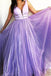 stunning lilac prom dress v neck beaded tulle long formal gown