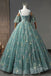 sweetheart green long quinceanera prom dresses green lace formal dress