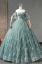 Sweetheart Green Long Quinceanera Prom Dresses, Green Lace Formal Dress GP466
