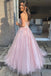 sweetheart lace top tulle pink long prom dress pink formal gown