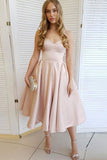 Sweetheart Tea Length Prom Dresses Simple Homecoming Dresses GP111